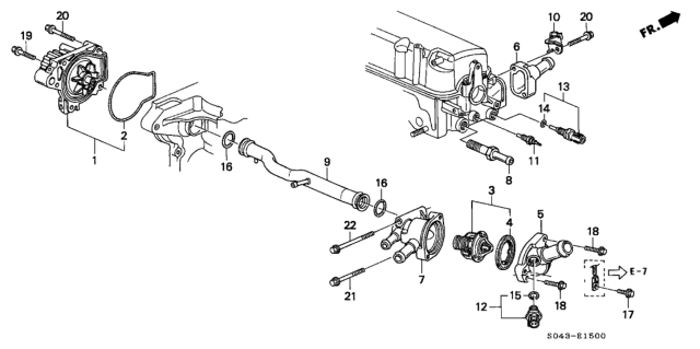 1997 Honda Civic Water Pump - Thermostat Diagram