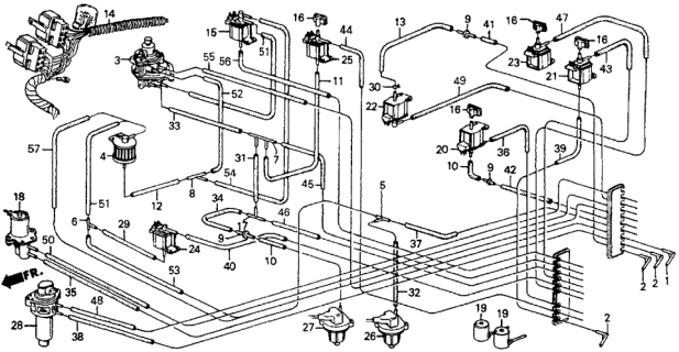 1987 Honda CRX 2 Door DX KA 4AT AT No. 2 Tubing Diagram
