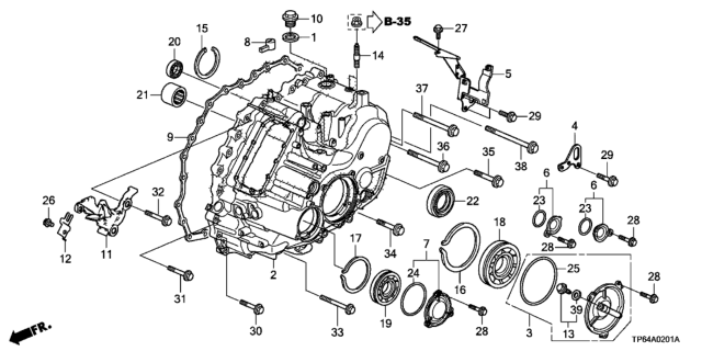 2013 Honda Crosstour Case, Transmission Diagram for 21210-R9R-000
