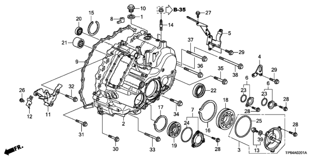 2015 Honda Crosstour Hanger, Transmission Diagram for 21233-5Y9-000