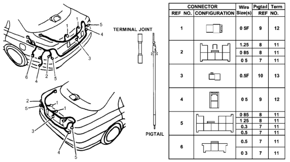 1996 Honda Accord Electrical Connector (Rear) Diagram