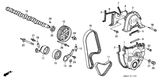 1991 Honda Accord Camshaft Diagram for 14111-PT4-F50