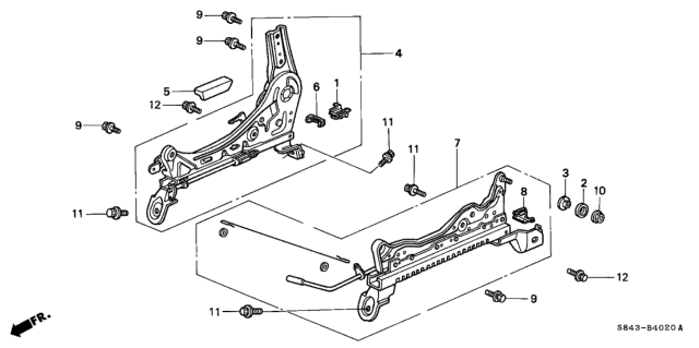 2001 Honda Accord Front Seat Components (Passenger Side) Diagram