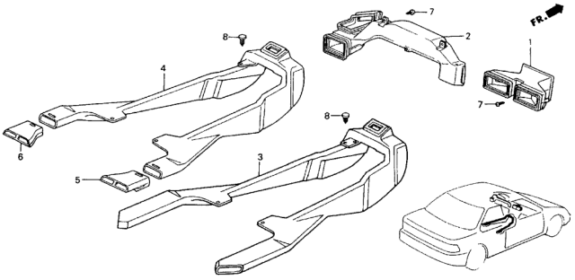 1991 Honda Accord 2 Door EX KA 5MT Ventilation Duct Diagram