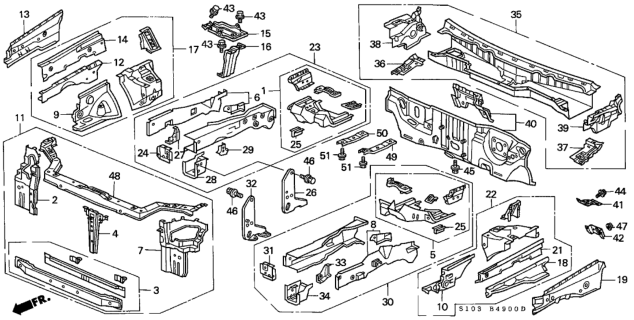 1998 Honda CR-V Bracket, Transmission Mounting Diagram for 60830-S04-300ZZ