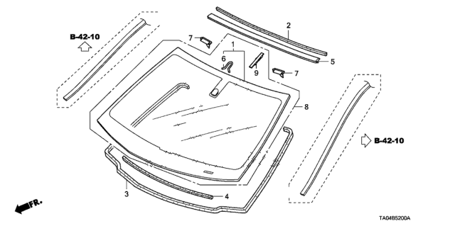 2010 Honda Accord Rubber A, FR. Windshield Dam Diagram for 73126-TA0-000