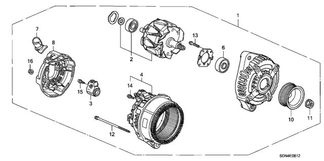 2005 Honda Accord Alternator (Denso) (V6) Diagram