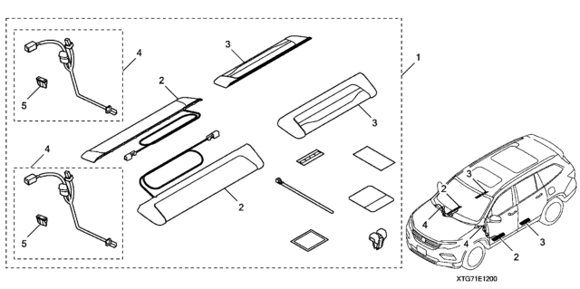 2017 Honda Pilot 5 Door LX (2WD) KA 6AT Illuminated Door Sill Trim Diagram