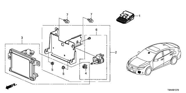 2017 Honda Civic RADAR SUB ASSY Diagram for 36802-TBA-A02