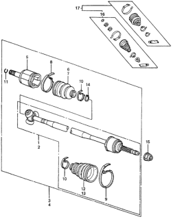 1983 Honda Accord Driveshaft Assembly, Passenger Side Diagram for 44305-SA5-010