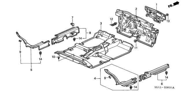 2001 Honda Civic Carpet, Floor *YR168L* (LIGHT TAUPE) Diagram for 83301-S5A-A11ZB