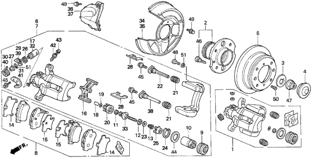 1992 Honda Prelude Pad Set, Rear (11Cl-14S, N601) Diagram for 43022-SL5-000