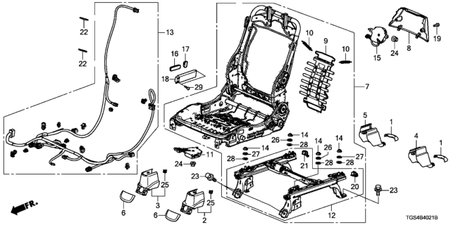 2019 Honda Passport Front Seat Components (Passenger Side) (Power Seat) Diagram