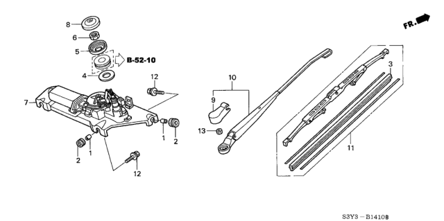 2003 Honda Insight Cover, Arm Diagram for 76721-S0D-003