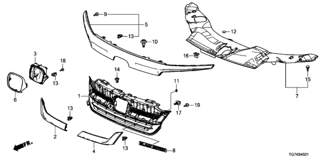 2019 Honda Pilot Front Grille Diagram