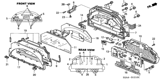 2000 Honda S2000 Lcd Assembly Diagram for 78130-S2A-003