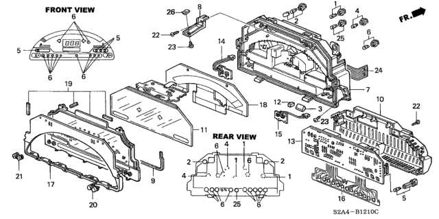 2000 Honda S2000 Visor Assy., Meter Diagram for 78155-S2A-003