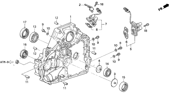 1997 Honda Odyssey 5 Door LX (7 SEATS (3PB)) KA 4AT AT Torque Converter Housing (2.2L) Diagram