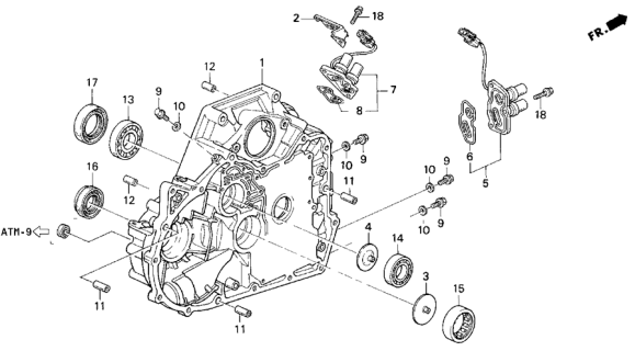 1996 Honda Odyssey AT Torque Converter Housing (2.2L) Diagram