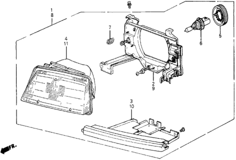 1987 Honda Civic 5 Door WV KA 5MT Headlight Diagram
