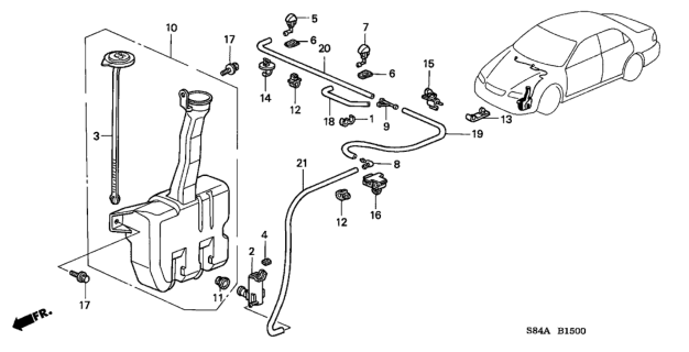 2002 Honda Accord Nozzle Assembly, Windshield Washer (Noble Green Pearl) Diagram for 76810-S84-C12ZN