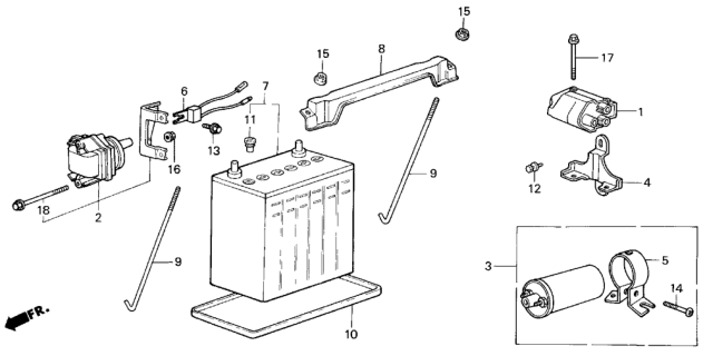 1984 Honda Civic Bracket, Ignition Coil Diagram for 30501-SB3-000