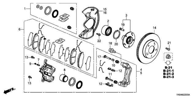 2012 Honda Civic Caliper Sub-Assembly, Right Front Diagram for 45018-TR3-A00