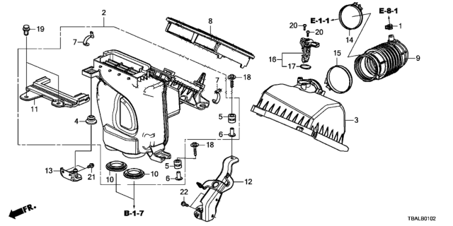 2020 Honda Civic STAY A, AIR CLEANER Diagram for 17261-5BA-A20