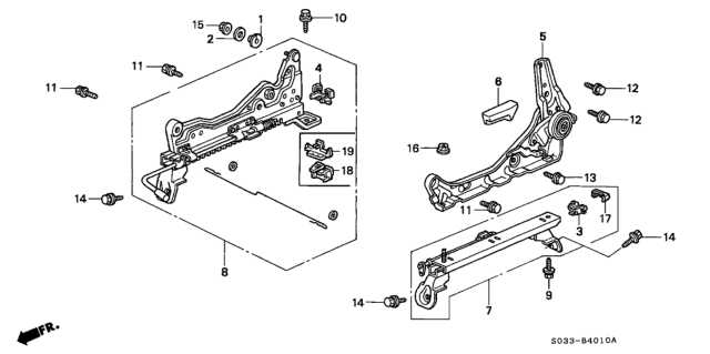 1996 Honda Civic 3 Door CX KA 4AT Front Seat Components (Driver Side) Diagram