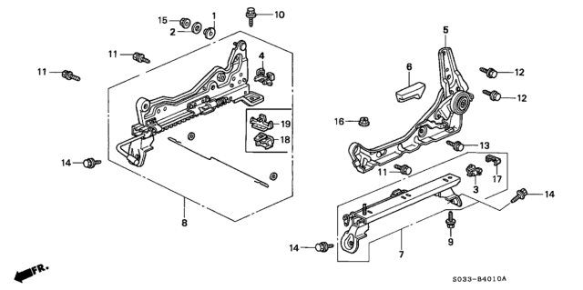 1997 Honda Civic Front Seat Components (Driver Side) Diagram