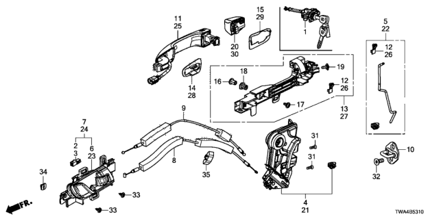 2018 Honda Accord Hybrid Rod Set, R. FR. Door Latch Diagram for 72113-TVA-305