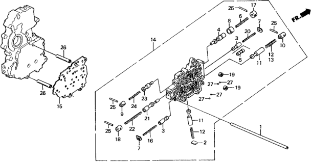 1989 Honda Civic Spring, Kick Down Valve (4-3) Diagram for 27722-PS5-000