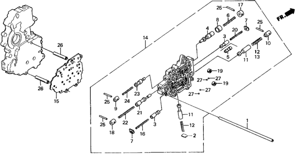 1990 Honda Civic AT Secondary Body Diagram