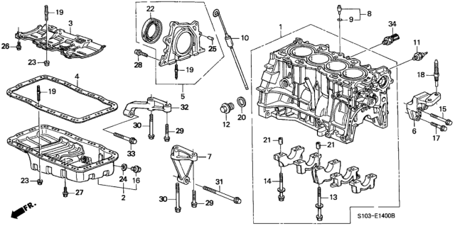 2000 Honda CR-V Sensor Assembly, Knock Diagram for 30530-PHK-004