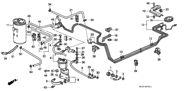 1989 Honda Civic Hose, Fuel Strainer Diagram for 16721-SH3-932