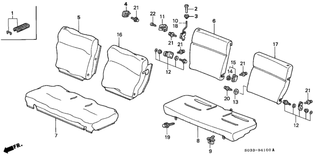 1998 Honda Civic 3 Door CX KA 4AT Rear Seat Diagram
