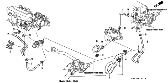 1993 Honda Civic Water Hose Diagram