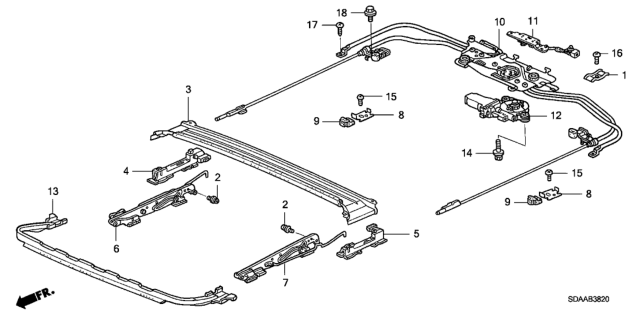 2007 Honda Accord 4 Door EX KA 5AT Roof Slide Components Diagram