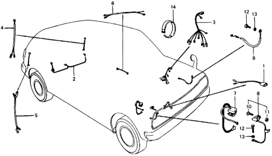 1978 Honda Civic Sub-Wire, Engine Diagram for 32110-634-663