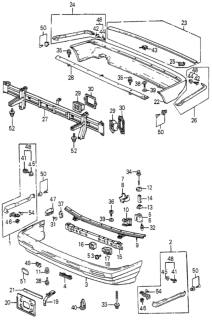 1984 Honda Accord Garnish, FR. Bumper Face Diagram for 62520-SA5-000