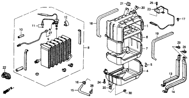 1993 Honda Accord A/C Cooling Unit Diagram