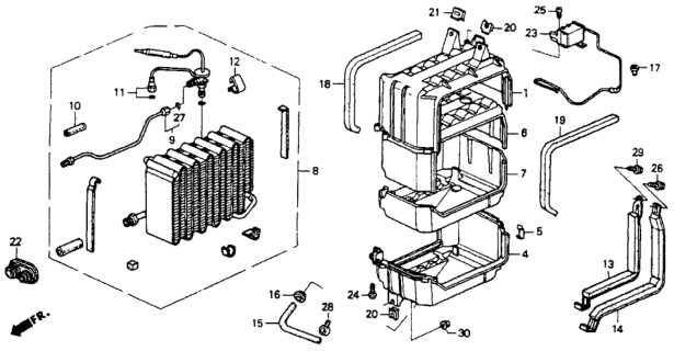 1992 Honda Accord Cooling Unit Diagram for 80200-SM4-A01