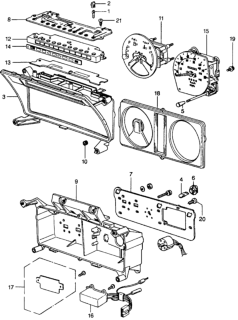1982 Honda Civic Speedometer - Tachometer Components Diagram 1