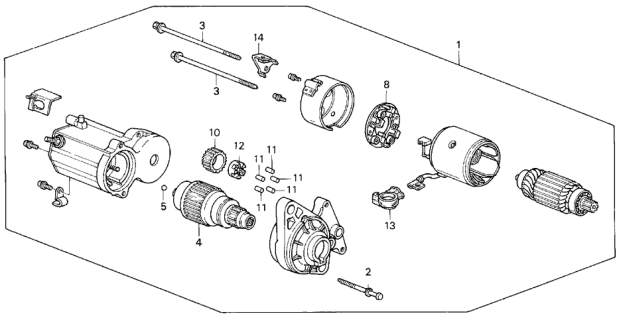 1992 Honda Civic Starter Motor (Denso) Diagram