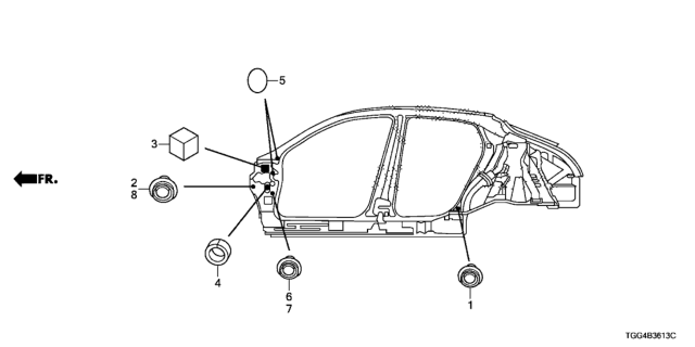 2019 Honda Civic Grommet (Side) Diagram