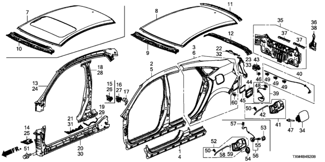 2021 Honda Insight Panel Set, Passenger Side (Dot) Diagram for 04636-TXM-A80ZZ