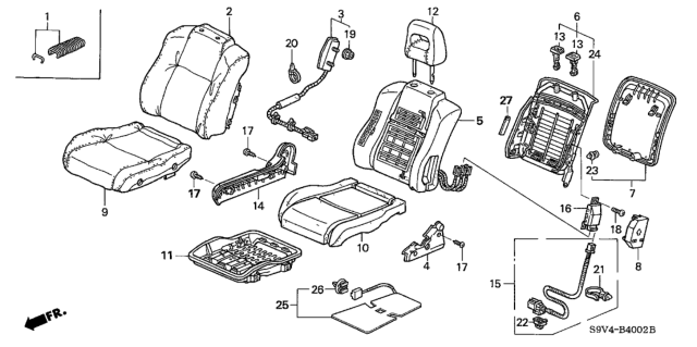 2004 Honda Pilot Cover Set, Passenger Side Trim (Gray) (Side Airbag) Diagram for 04811-S9V-A00ZB