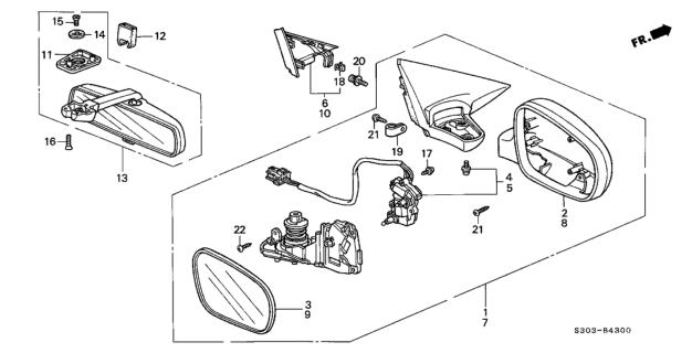 1997 Honda Prelude Mirror Assembly, Driver Side Door (Iceberg Silver Metallic) (R.C.) Diagram for 76250-S30-A21ZB