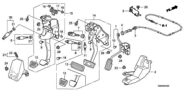 2003 Honda Civic 4 Door MX (HYBRID) KL 5MT Pedal Diagram