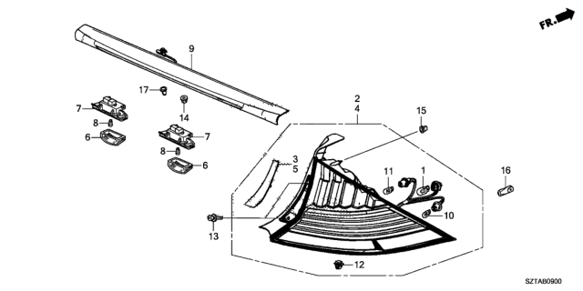 2014 Honda CR-Z Taillight Assy., R. Diagram for 33500-SZT-A11